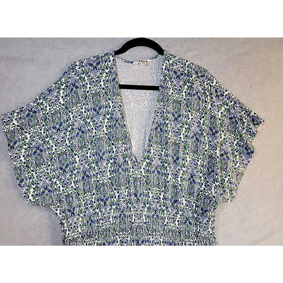 BODEN Jersey Maxi Dress Size US 16-18R Floral V Neck Smock Waist Pockets Stretch - Picture 2 of 15